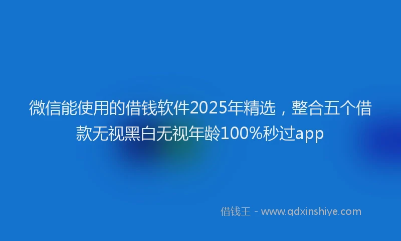 微信能使用的借钱软件2025年精选，整合五个借款无视黑白无视年龄100%秒过app
