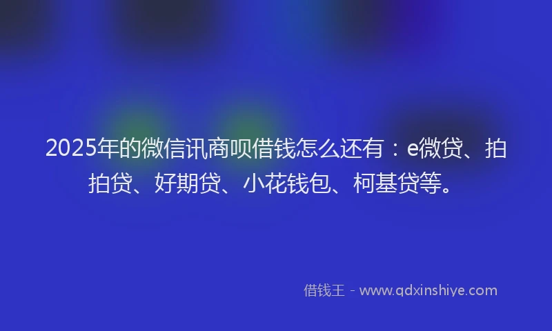2025年的微信讯商呗借钱怎么还有：e微贷、拍拍贷、好期贷、小花钱包、柯基贷等。