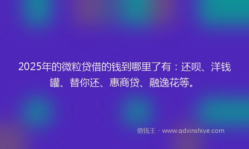 2025年的微粒贷借的钱到哪里了有：还呗、洋钱罐、替你还、惠商贷、融逸花等。