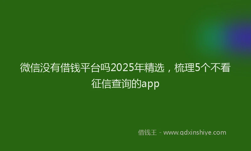 微信没有借钱平台吗2025年精选，梳理5个不看征信查询的app
