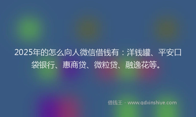 2025年的怎么向人微信借钱有：洋钱罐、平安口袋银行、惠商贷、微粒贷、融逸花等。