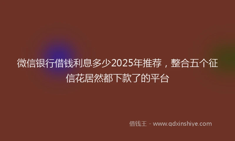 微信银行借钱利息多少2025年推荐，整合五个征信花居然都下款了的平台