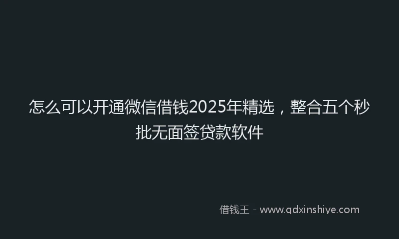 怎么可以开通微信借钱2025年精选，整合五个秒批无面签贷款软件