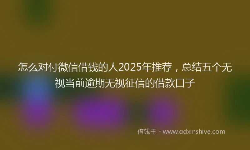 怎么对付微信借钱的人2025年推荐，总结五个无视当前逾期无视征信的借款口子