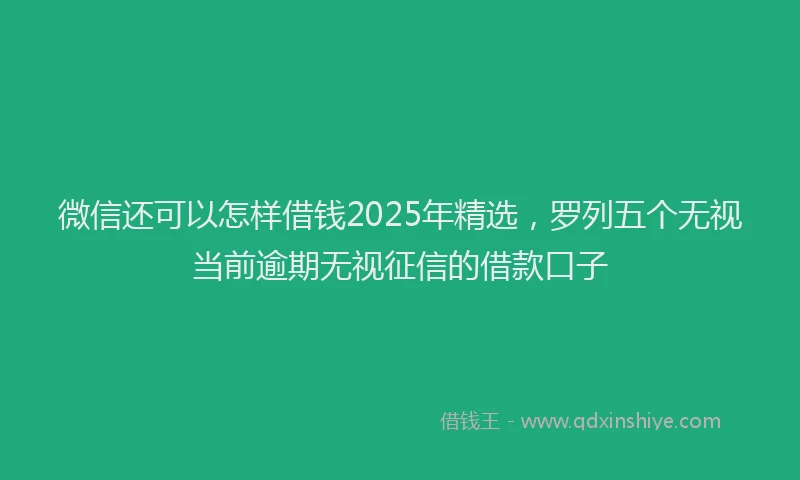 微信还可以怎样借钱2025年精选，罗列五个无视当前逾期无视征信的借款口子