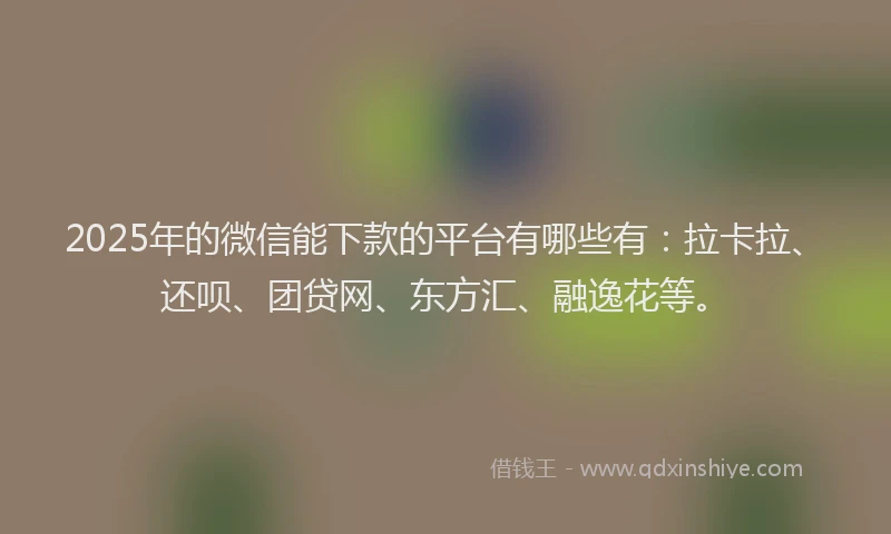 2025年的微信能下款的平台有哪些有：拉卡拉、还呗、团贷网、东方汇、融逸花等。