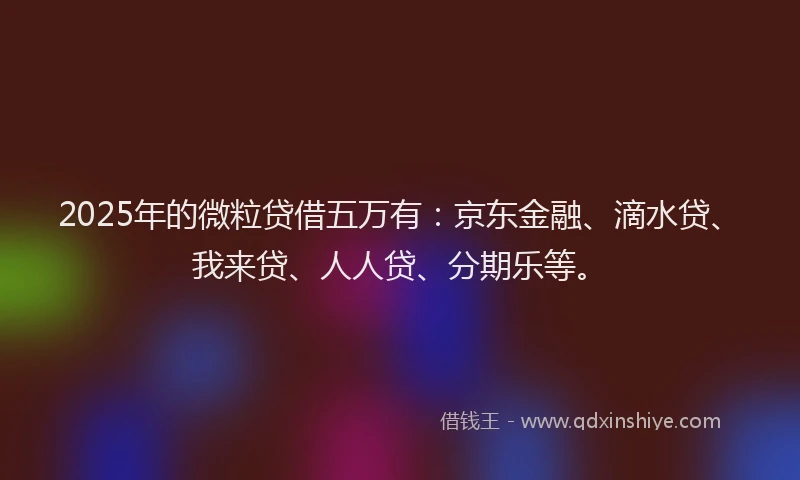 2025年的微粒贷借五万有:京东金融、滴水贷、我来贷、人人贷、分期乐等。