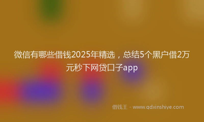 微信有哪些借钱2025年精选，总结5个黑户借2万元秒下网贷口子app