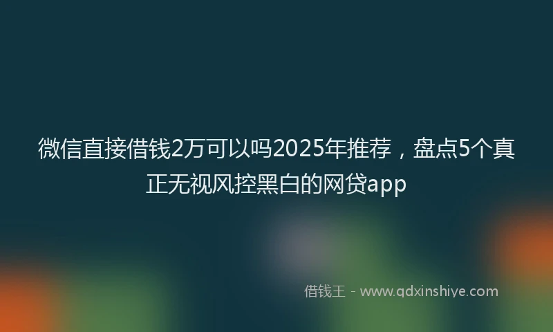 微信直接借钱2万可以吗2025年推荐，盘点5个真正无视风控黑白的网贷app