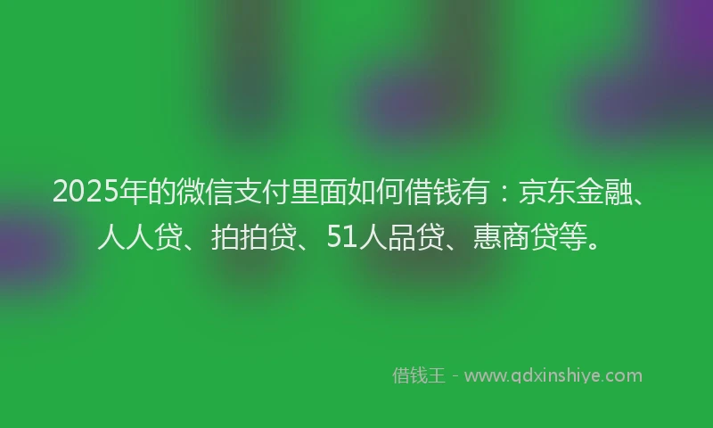 2025年的微信支付里面如何借钱有：京东金融、人人贷、拍拍贷、51人品贷、惠商贷等。