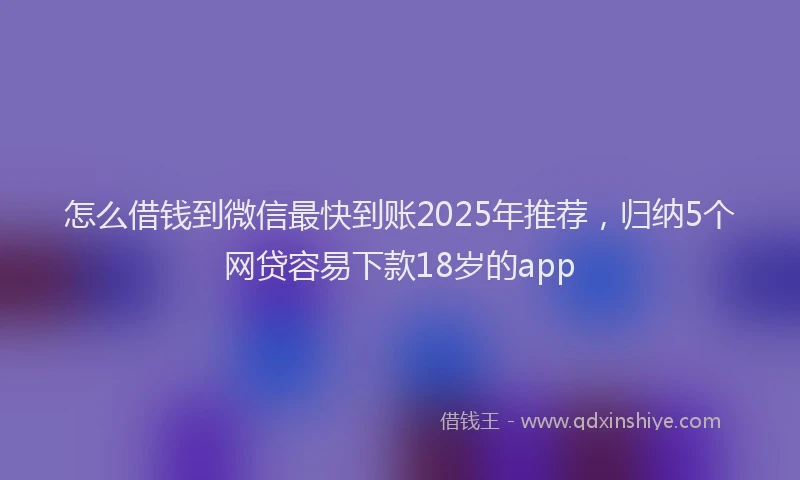 怎么借钱到微信最快到账2025年推荐，归纳5个网贷容易下款18岁的app