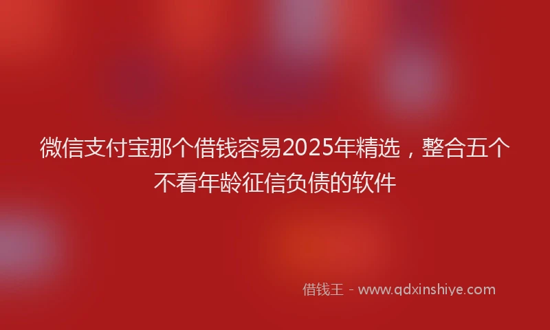 微信支付宝那个借钱容易2025年精选，整合五个不看年龄征信负债的软件