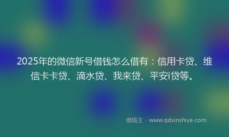 2025年的微信新号借钱怎么借有：信用卡贷、维信卡卡贷、滴水贷、我来贷、平安i贷等。