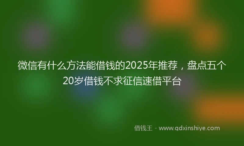 微信有什么方法能借钱的2025年推荐，盘点五个20岁借钱不求征信速借平台