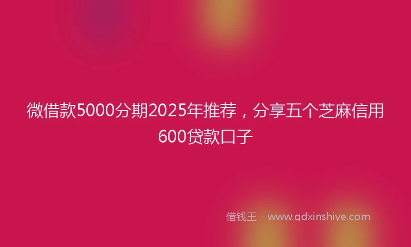 微借款5000分期2025年推荐，分享五个芝麻信用600贷款口子