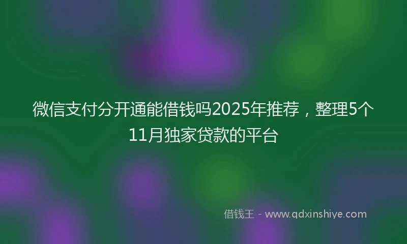 微信支付分开通能借钱吗2025年推荐，整理5个11月独家贷款的平台