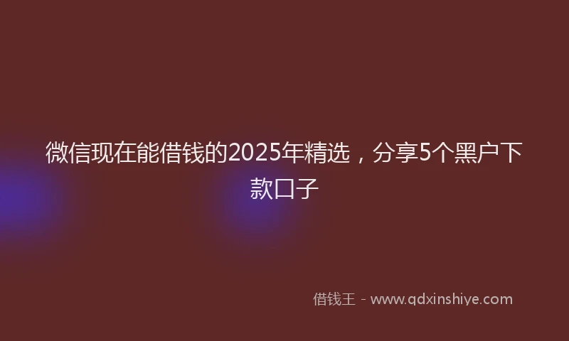 微信现在能借钱的2025年精选，分享5个黑户下款口子