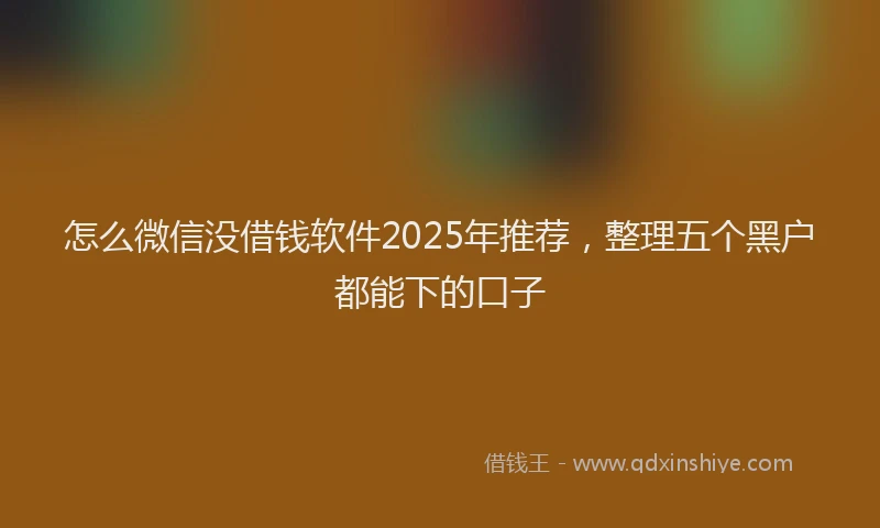 怎么微信没借钱软件2025年推荐，整理五个黑户都能下的口子