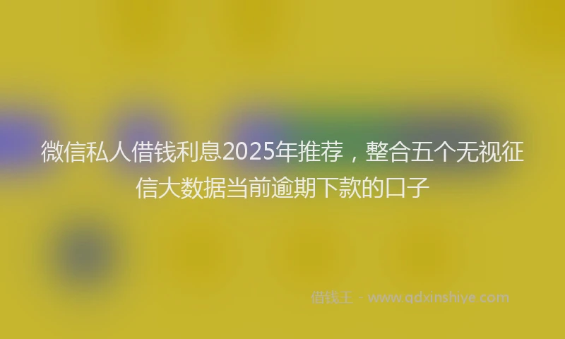 微信私人借钱利息2025年推荐，整合五个无视征信大数据当前逾期下款的口子
