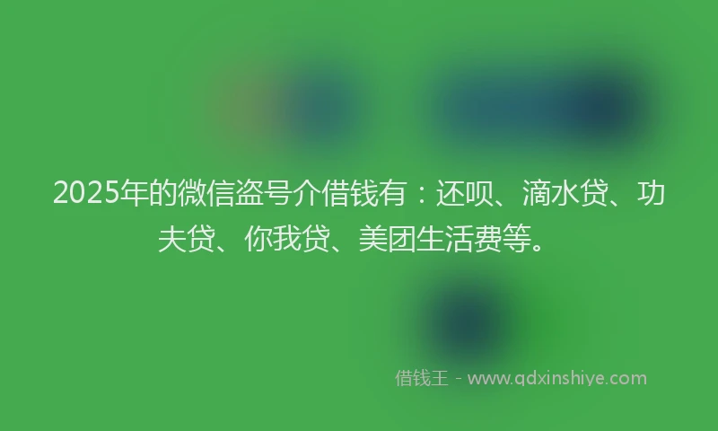 2025年的微信盗号介借钱有：还呗、滴水贷、功夫贷、你我贷、美团生活费等。
