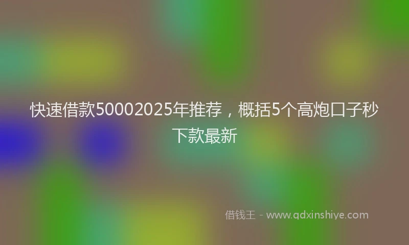 快速借款50002025年推荐，概括5个高炮口子秒下款最新
