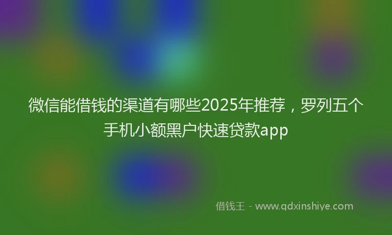 微信能借钱的渠道有哪些2025年推荐，罗列五个手机小额黑户快速贷款app