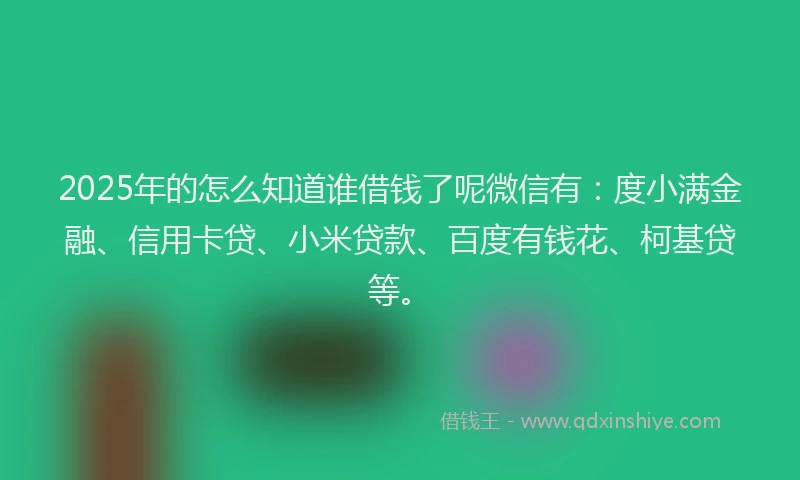 2025年的怎么知道谁借钱了呢微信有：度小满金融、信用卡贷、小米贷款、百度有钱花、柯基贷等。