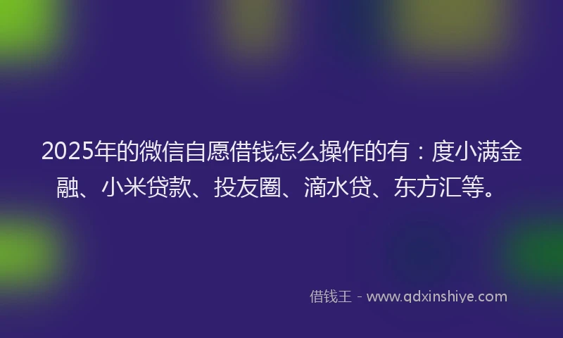 2025年的微信自愿借钱怎么操作的有：度小满金融、小米贷款、投友圈、滴水贷、东方汇等。