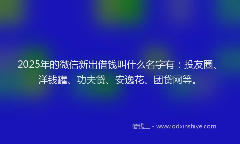 2025年的微信新出借钱叫什么名字有：投友圈、洋钱罐、功夫贷、安逸花、团贷网等。