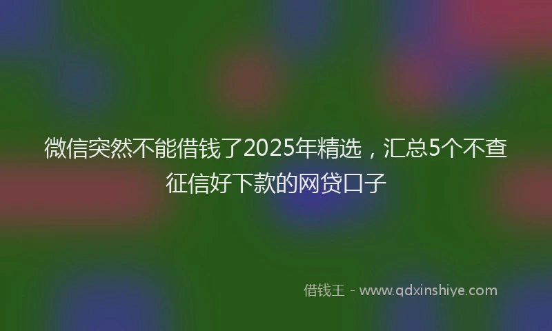 微信突然不能借钱了2025年精选，汇总5个不查征信好下款的网贷口子
