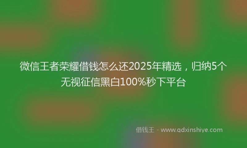 微信王者荣耀借钱怎么还2025年精选，归纳5个无视征信黑白100%秒下平台