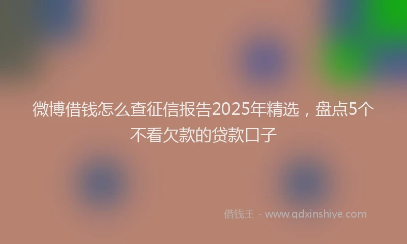 微博借钱怎么查征信报告2025年精选，盘点5个不看欠款的贷款口子