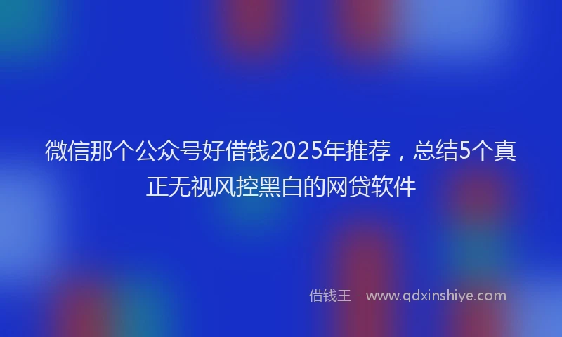 微信那个公众号好借钱2025年推荐，总结5个真正无视风控黑白的网贷软件
