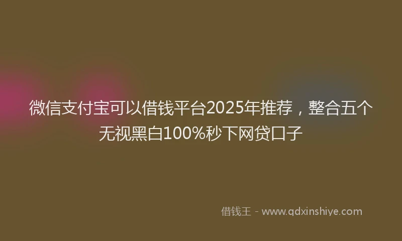微信支付宝可以借钱平台2025年推荐，整合五个无视黑白100%秒下网贷口子