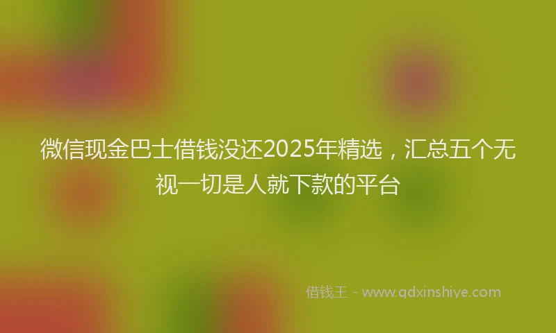 微信现金巴士借钱没还2025年精选，汇总五个无视一切是人就下款的平台