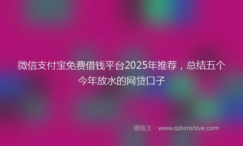 微信支付宝免费借钱平台2025年推荐，总结五个今年放水的网贷口子