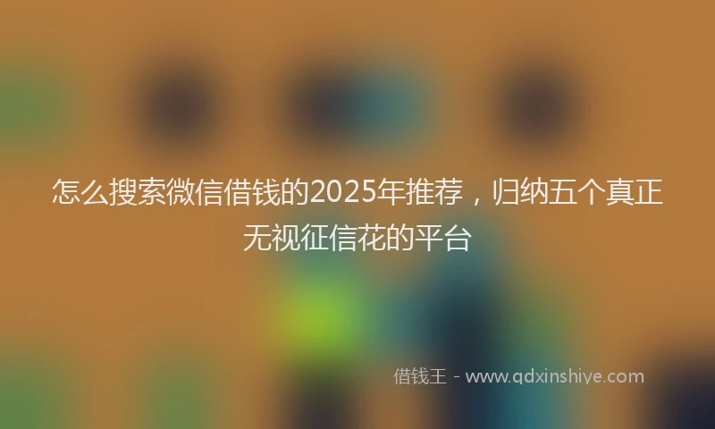 怎么搜索微信借钱的2025年推荐，归纳五个真正无视征信花的平台