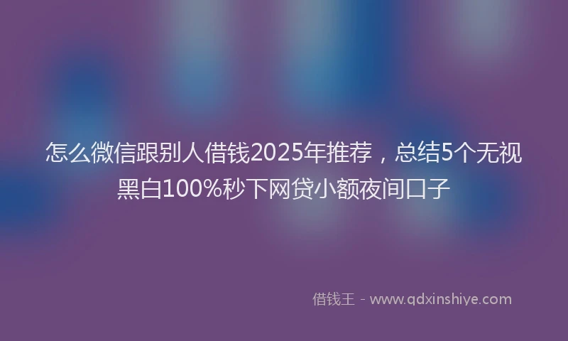 怎么微信跟别人借钱2025年推荐，总结5个无视黑白100%秒下网贷小额夜间口子