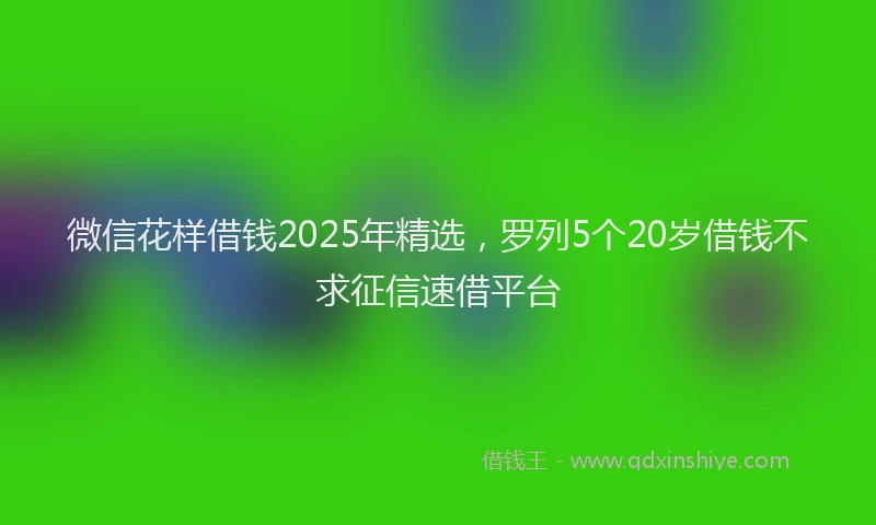 微信花样借钱2025年精选，罗列5个20岁借钱不求征信速借平台