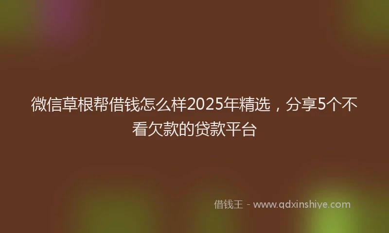 微信草根帮借钱怎么样2025年精选，分享5个不看欠款的贷款平台