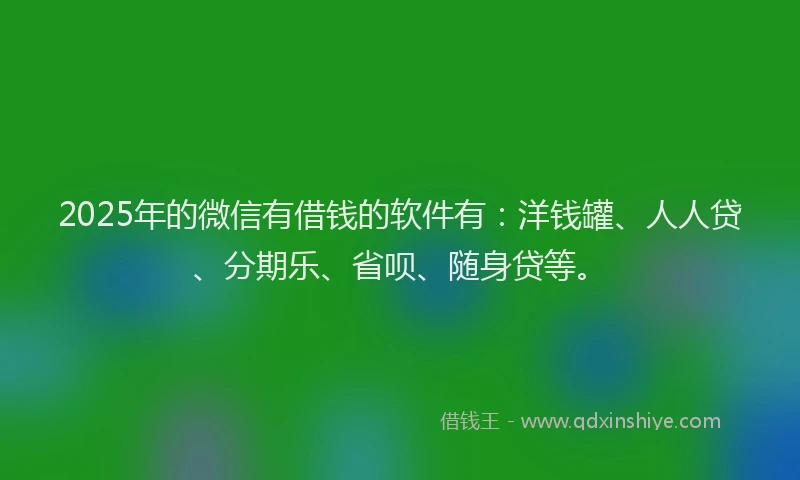 2025年的微信有借钱的软件有：洋钱罐、人人贷、分期乐、省呗、随身贷等。