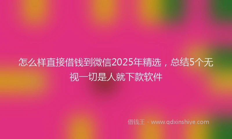 怎么样直接借钱到微信2025年精选，总结5个无视一切是人就下款软件