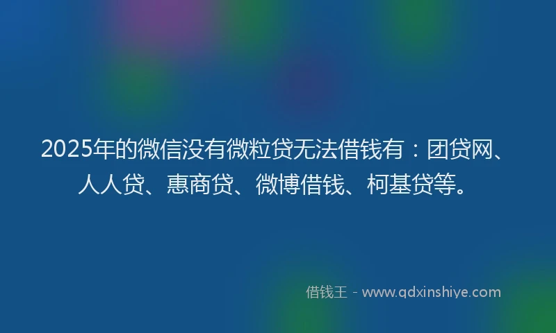 2025年的微信没有微粒贷无法借钱有：团贷网、人人贷、惠商贷、微博借钱、柯基贷等。