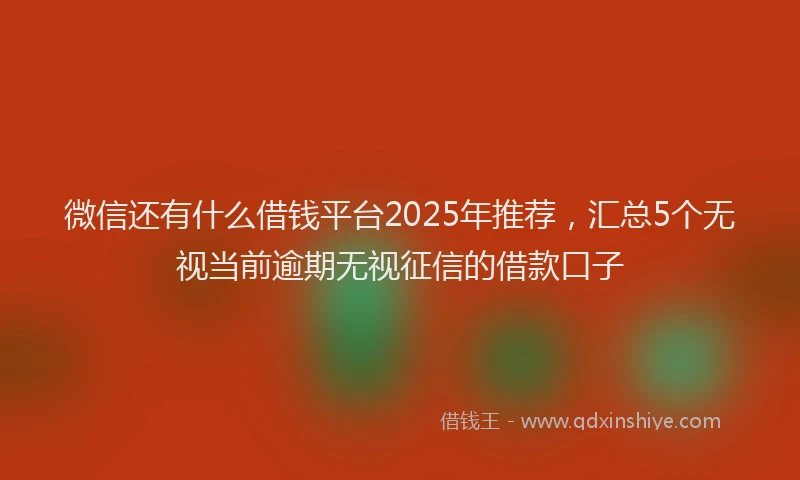 微信还有什么借钱平台2025年推荐，汇总5个无视当前逾期无视征信的借款口子