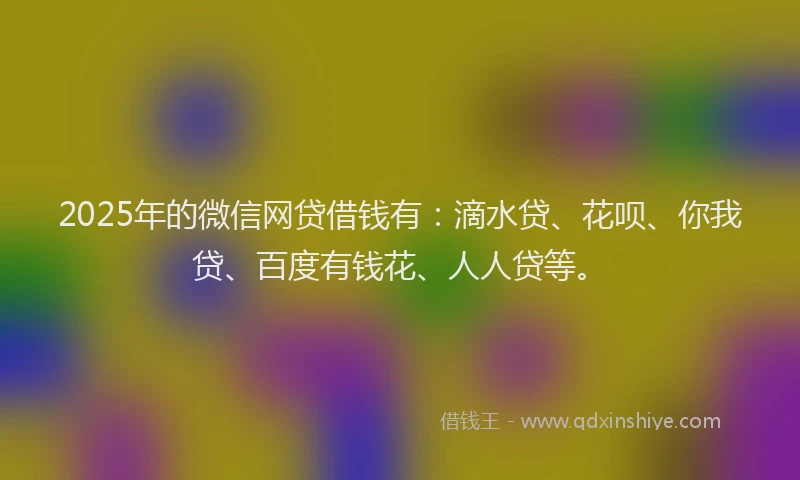 2025年的微信网贷借钱有：滴水贷、花呗、你我贷、百度有钱花、人人贷等。