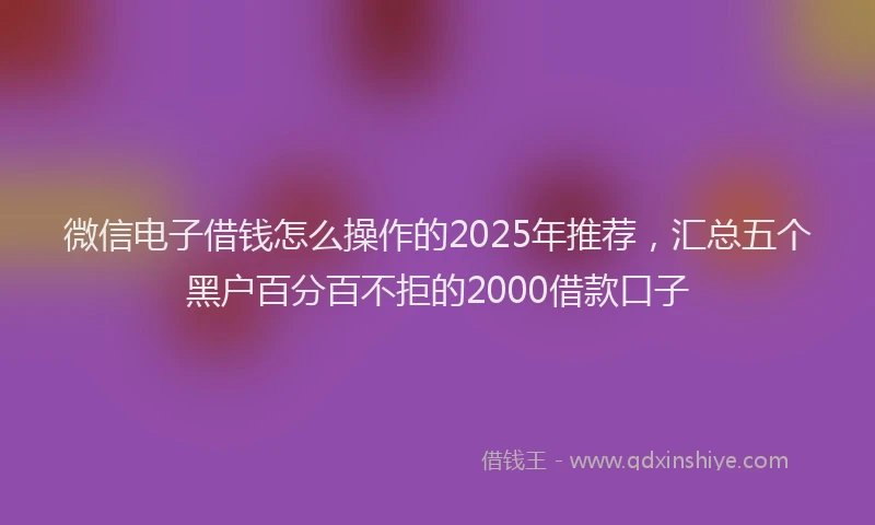 微信电子借钱怎么操作的2025年推荐，汇总五个黑户百分百不拒的2000借款口子