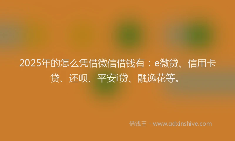 2025年的怎么凭借微信借钱有：e微贷、信用卡贷、还呗、平安i贷、融逸花等。