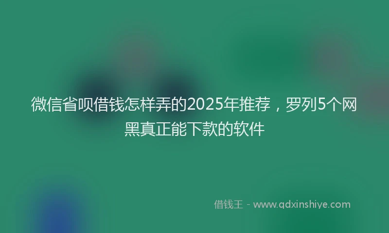 微信省呗借钱怎样弄的2025年推荐，罗列5个网黑真正能下款的软件