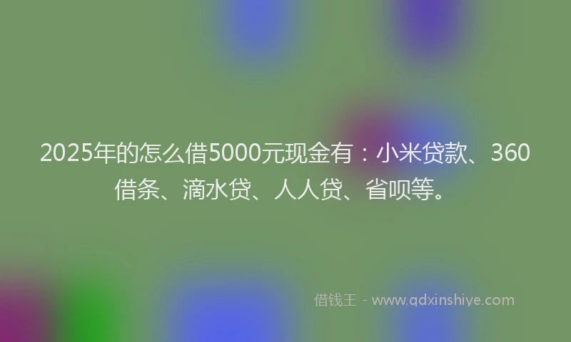 2025年的怎么借5000元现金有：小米贷款、360借条、滴水贷、人人贷、省呗等。