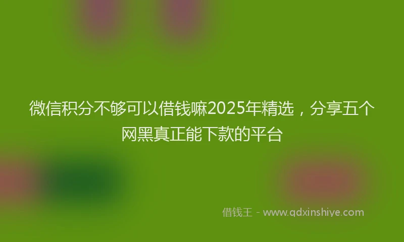 微信积分不够可以借钱嘛2025年精选，分享五个网黑真正能下款的平台